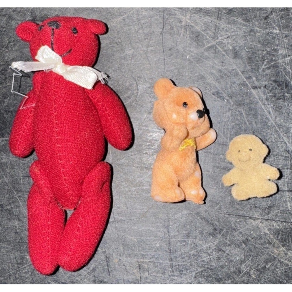 Three Antique Fuzzy Bears Unknown Origin